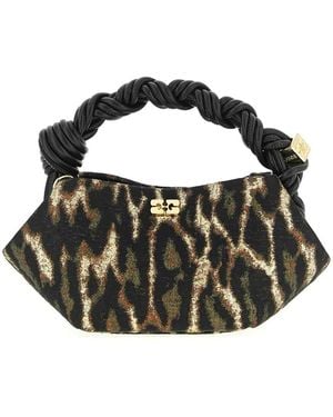 Ganni Metallic Cloque Bou Handbag - Black