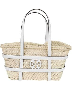 Tory Burch Ella Straw Small Basket - White