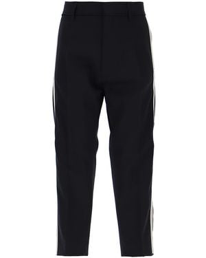 DSquared² Cropped Wool Trousers With Contrasting Bands - Blue