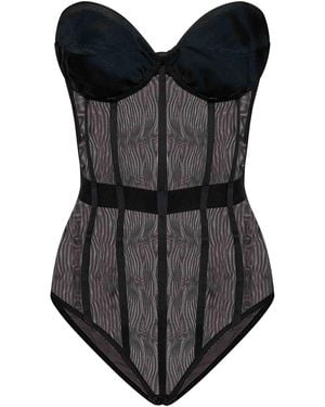 ROOM76 Transparent Tulle Bodysuit - Black