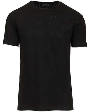 Tom Ford Perforated Ribbed T-Shirt - Black