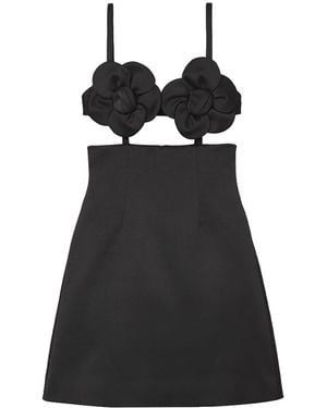 Marc Jacobs Satin Daisy Applique Dress - Black