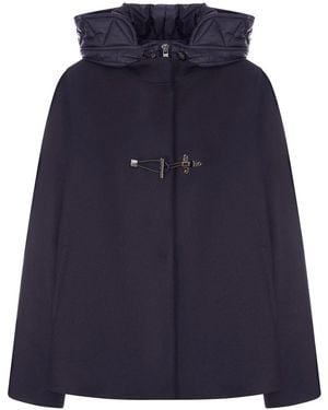 Fay Toggle Coat Cape - Blue