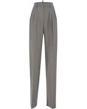DSquared² Houndstooth Wool Blend Pants - Gray