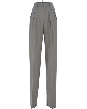 DSquared² Houndstooth Wool Blend Pants - Gray
