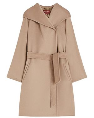 Max Mara Newmang Wool Hooded Coat - Natural