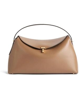 TOTEME T-Lock Leather Top Handle Bag - Natural