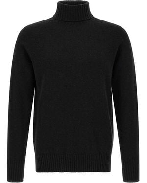 Ma'ry'ya High Neck Sweater With Slits - Black