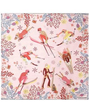 Ferragamo Sciarpa Di Seta Stampata - Rosa