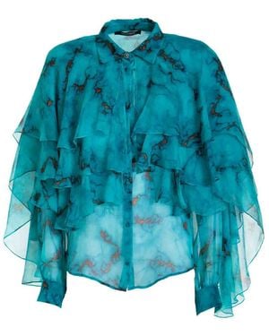Roberto Cavalli Long Sleeve Fantasy Print Shirt - Blue