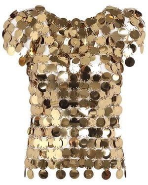 Rabanne Top Short Sleeve Jumper - Metallic