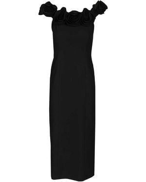 ROTATE BIRGER CHRISTENSEN Crepe Midi Dress With Floral Print - Black
