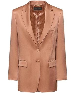 Alberta Ferretti Oversized Single-Breasted Satin Jacket - Brown