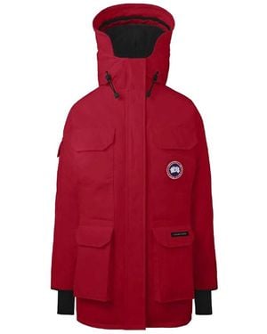 Canada Goose Hooded Jackets With Front Pockets And Adjustable Cuffs - Red