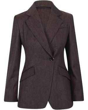 Max Mara Denim Effect Wool Button-Up Jacket - Purple