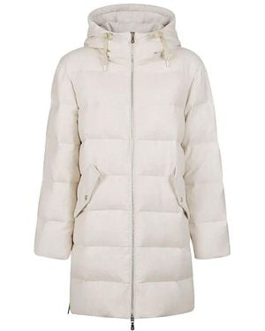 Eleventy Down Jacket With Hood - White