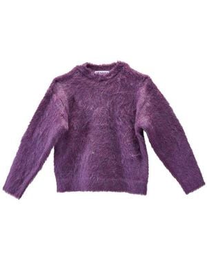 Sunnei Hairy Knit Round Neck Sweater - Purple