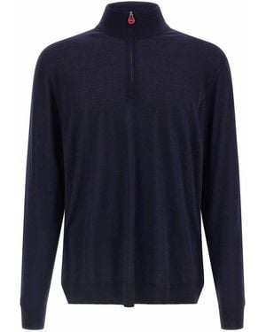 Kiton Maglione Con Mezza Zip - Blu