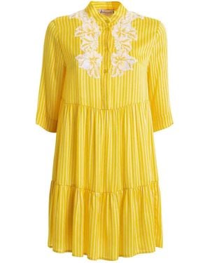 Ermanno Scervino Round Neck Striped Dress - Yellow