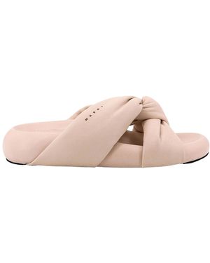 Marni Bubble Twisted Leather Flat Sandals - Pink
