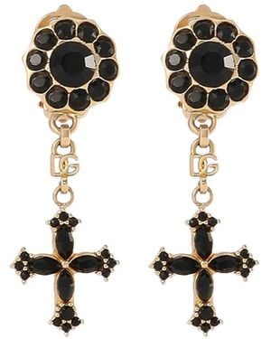 Dolce & Gabbana Cross Pendant Earrings - White