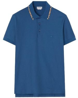 Burberry Logo Cotton Polo Shirt - Blue