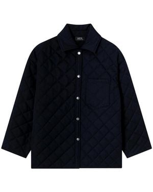 A.P.C. Georges Quilted Wool Jacket - Blue