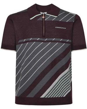 CASABLANCA Diagonal Tennis Polo - Black