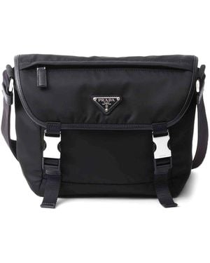 Prada Re-Nylon And Saffiano Leather Shoulder Bag - Black