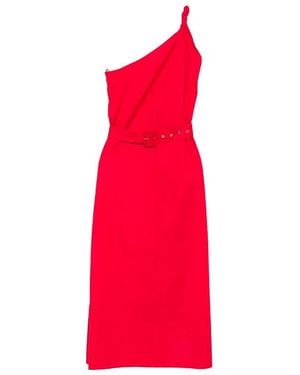 Twinset One-Shoulder Long Dress With Belt - Red