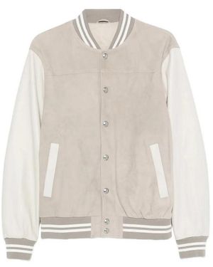Eleventy Giubbino Bomber Bimaterico E Avorio - Bianco