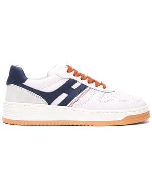 Hogan H630 Leather Trainers With Lateral Logo - Blue