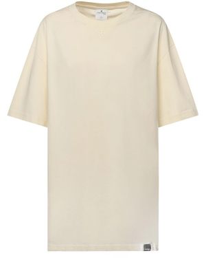 Courreges Cotton T-Shirt With Logo - Natural