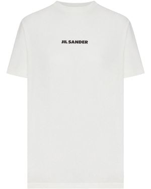 Jil Sander Crew Neck Cotton T-Shirt With Logo - White