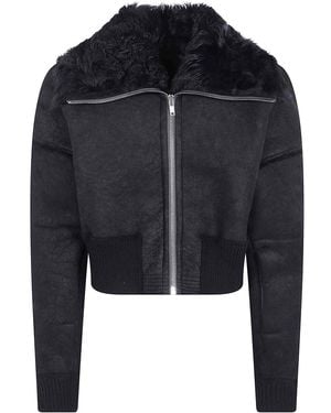 Rick Owens Flight Cropped Suede Jacket - Black
