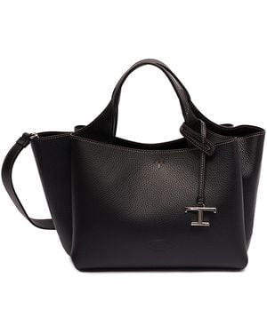 Tod's Leather Bag With 'T' Pendant - Black