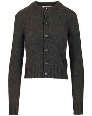 Ami Paris Wool And Cashmere Cardigan - Black