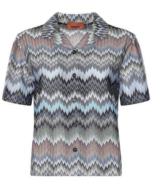Missoni Viscose Chevron Shirt With Snakeskin Motif - Grey