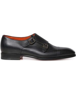 Santoni Double Leather Buckle - Black