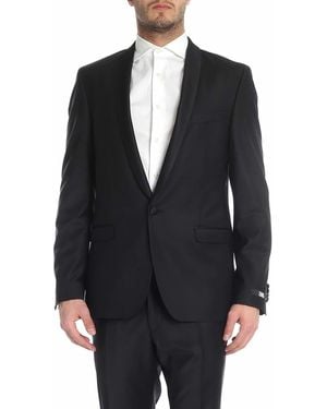 KARL LAGERFELD Single-Breasted Jacket With Shiny Lapels - Blue
