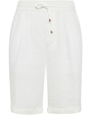 Brunello Cucinelli Linen Bermuda Shorts - White