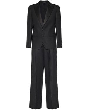 Dolce & Gabbana Single-Breasted Linen Suit - Black