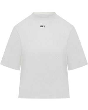 Off-White c/o Virgil Abloh Flowers Boxy Cotton Logo T-Shirt - White