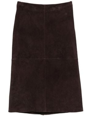 Yerse Suede Midi Skirt - Black