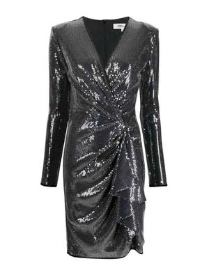 dvf sequin wrap dress NEW Diane von Furstenberg DVF Gray Tulle Sequin Wrap Dress V-Neck Hip Tie Size 6