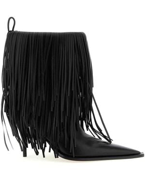 Balenciaga Avenue Fringe Ankle Boots - Black