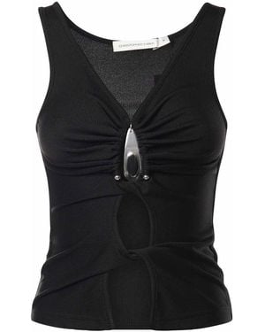 Christopher Esber Crystal Ribbed Knit Top - Black