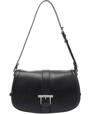 McQueen Large Mcqueen Satchel Bag With T Buckle - Black