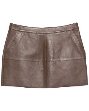 P.A.R.O.S.H. Leather Mini Skirt - Brown