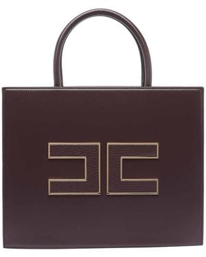 Elisabetta Franchi Logo Tote Bag - Purple